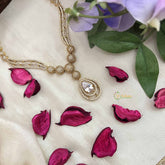 Vriksham Classic Crystal Shine Tear Drop Style AD Stone Neckpiece-White-G20404